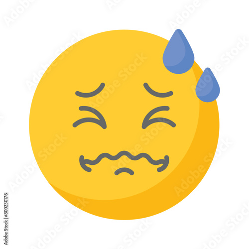 Painful expression, trendy icon of pain emoji, editable vector