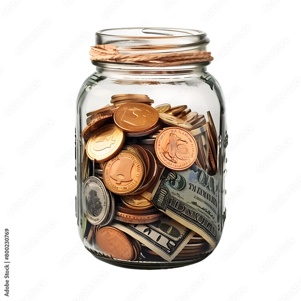 Tip jar on isolated transparent background Tip jar on isolated transparent background