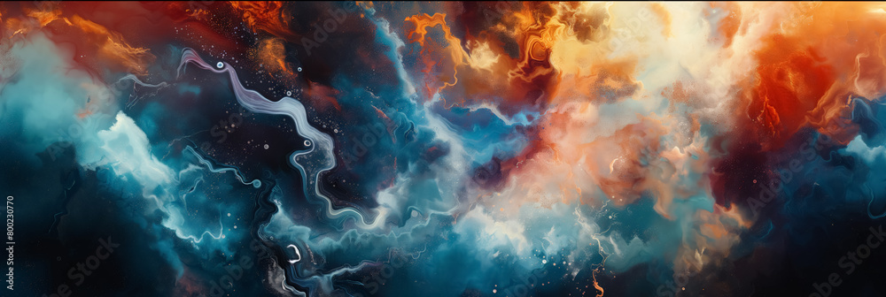 Cosmic cloud formations, swirling in a spectrum of vibrant colors.