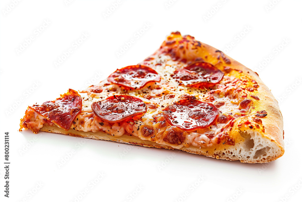 slice of pepperoni pizza isolated on a white background 