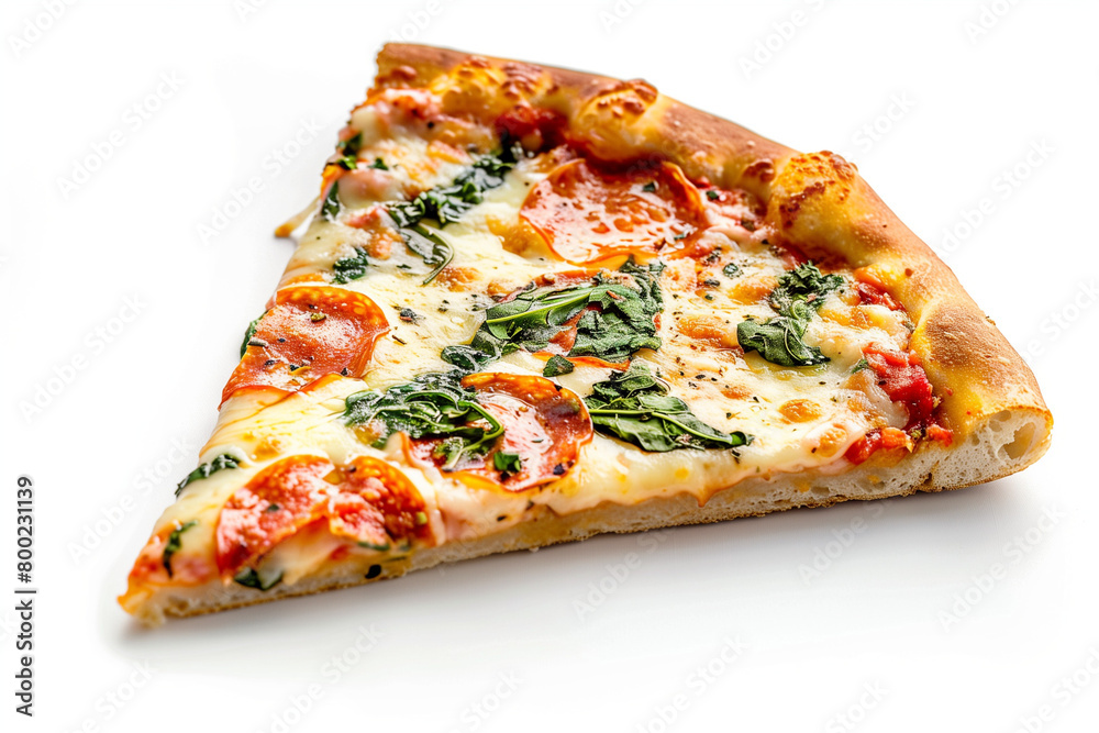 slice of pepperoni pizza isolated on a white background slice of pepperoni pizza isolated on a white background