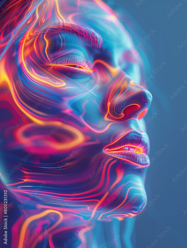 psychedelic fashion waves across a face