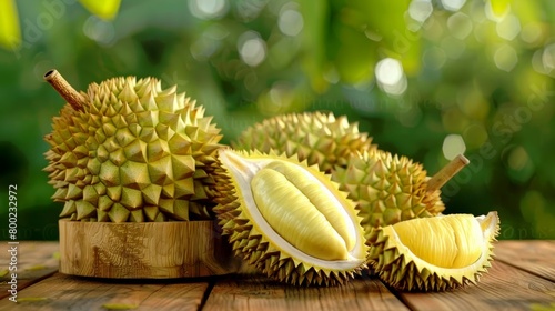 Artistic Durian Display on Wood