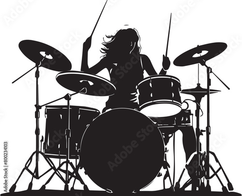 Woman Playing the Drums Silhouette