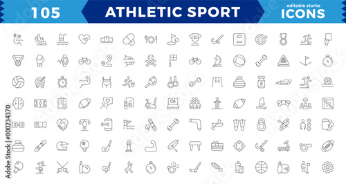 Simple Set of Athletic sport Related Vector Line Icons. Pixel perfect.Contains such Icons as Riding Water Bike, SUP Boarding, headcare ,Windsurfing and more. Editable Stroke.
