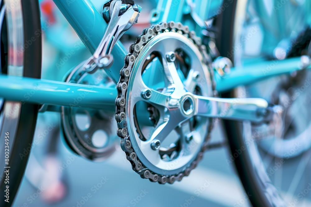 Bicycle chain and gears close up, showcasing mechanical elements for summer olympics sport Bicycle chain and gears close up, showcasing mechanical elements for summer olympics sport