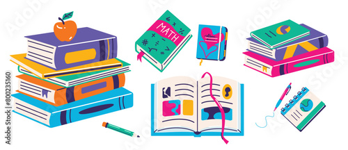 Book vector illustration. Stacks of school books for read, study