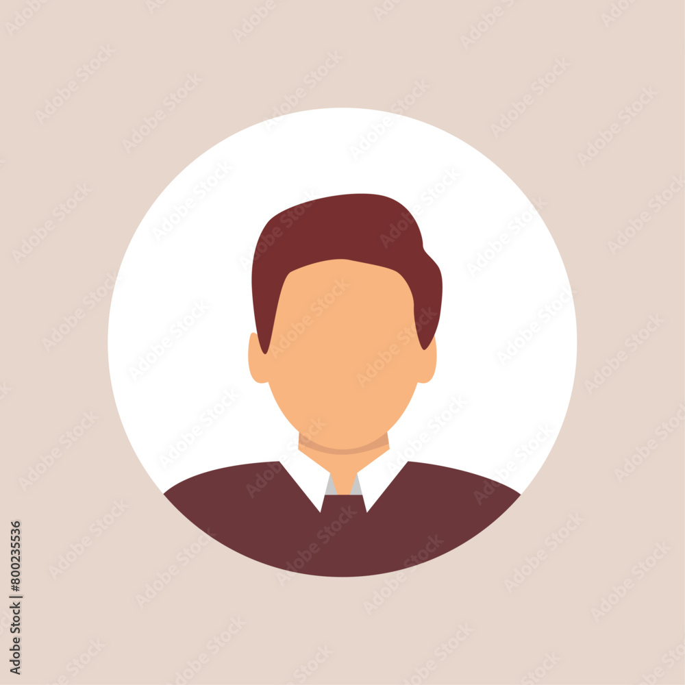 Vector flat illustration. Stylish profile of a man. Avatar, user profile, person icon, silhouette, profile picture. Suitable for social media profiles, icons, screensavers and as a template.