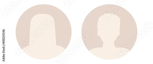 Vector flat illustration. Stylish pastel profile of a woman and a man. Avatar, user profile, person icon, silhouette, profile picture. Suitable for social network profiles, icons.