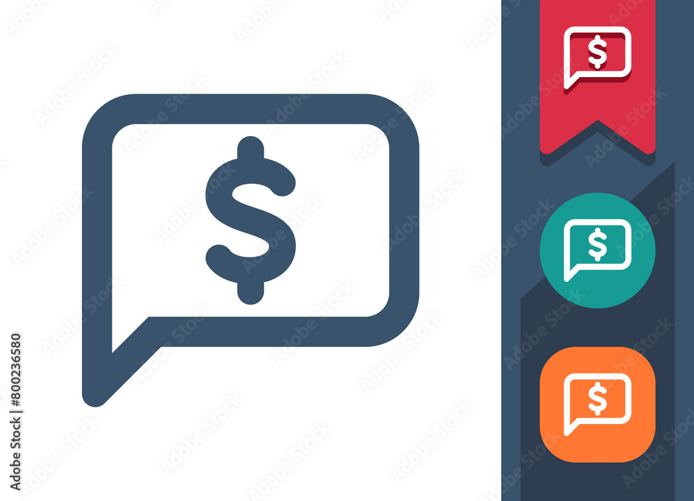 Chat Bubble Icon. Speech Bubble, Comment, Message, Dollar, Money Chat Bubble Icon. Speech Bubble, Comment, Message, Dollar, Money