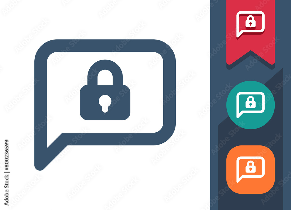 Chat Bubble Icon. Speech Bubble, Comment, Message, Lock, Locked, Security Chat Bubble Icon. Speech Bubble, Comment, Message, Lock, Locked, Security