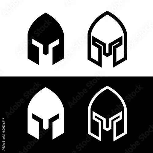 Gladiator helmet icons set. Iron armor of a warrior or knight. Symbol of battle or troops, army. Bronze helmet of a Roman warrior or Spartan.