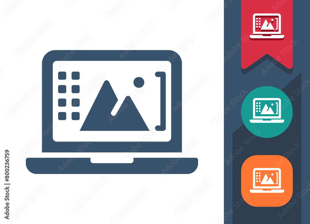 Laptop Icon. Computer, Photo Editing