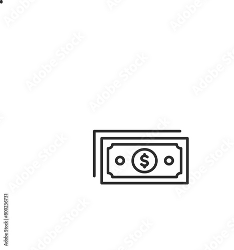 Cash Withdrawal icon. A minimalistic design showing a dollar bill being withdrawn from a flat surface, representing cash dispensing, ATM withdrawals, and bank transactions. Vector illustration