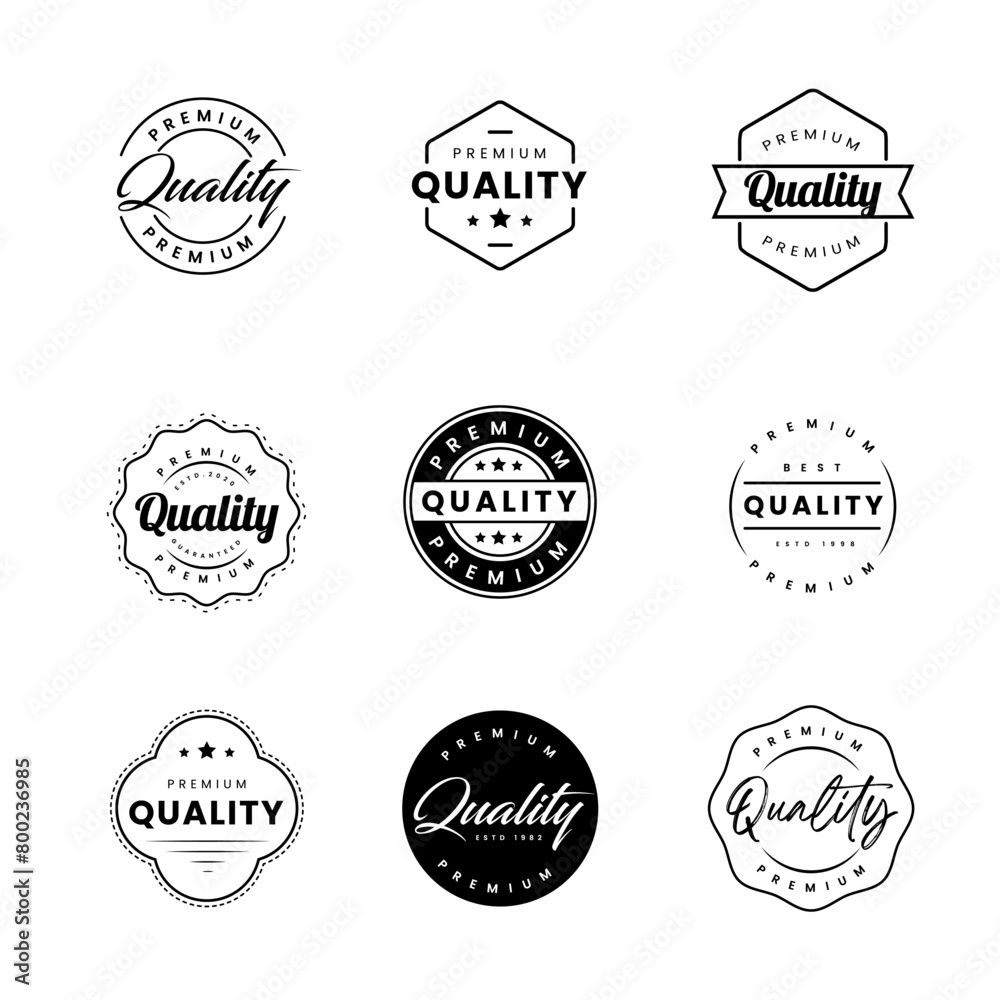 Quality badge icon, minimal, black and white