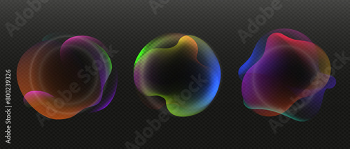 Art & IllustratiColorful Abstract neon color sphere, Bubbles on a Dark Background.liquid gradient shape, Curved line for banner and flyer, social media. Vectoron