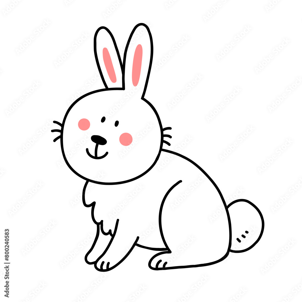 A cute rabbit in a doodle style. Vector illustration isolated on a white background A cute rabbit in a doodle style. Vector illustration isolated on a white background