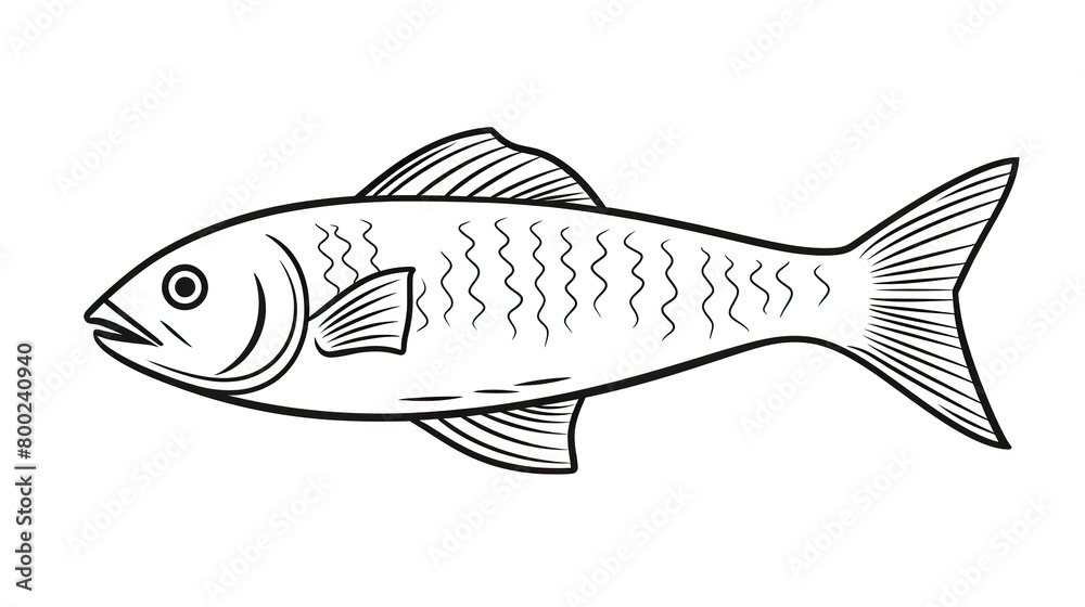 Fototapeta premium Fish isolated on a white background in a simple doodling style