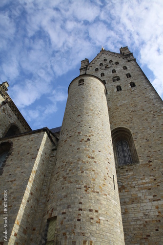 View of the tower of the cathedral in Paderborn, North Rhine-Westphalia, Germany,