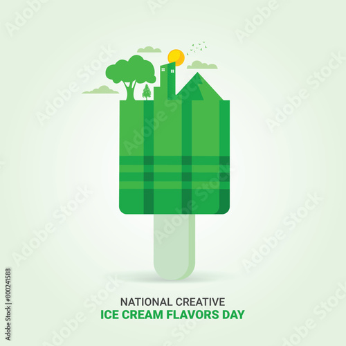 National Creative Ice Cream Flavors Day. National Creative Ice Cream Flavors Day creative ads. july 1. vector, 3d illustration