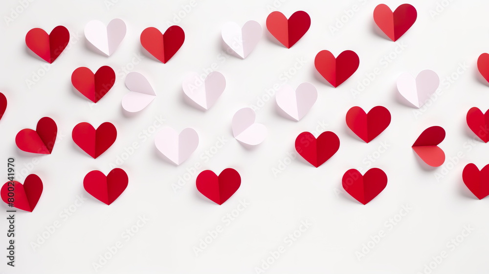 Valentine's Day paper heart flat, isolated on a white background