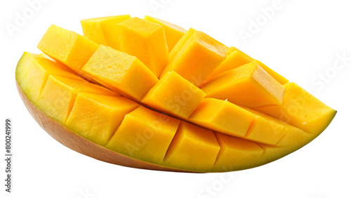 Juicy ripe mango fruits on Transparent background.