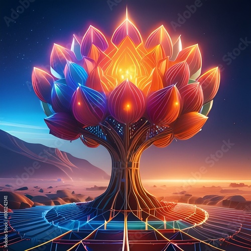 a 3D model of a tulip tree, capturing its intricate details and vibrant colors 