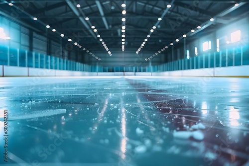 Ice Rink: Ideal for Hockey Games and Training Sessions. Concept Ice Rink, Hockey Games, Training Sessions, Skating Lessons, Winter Sports