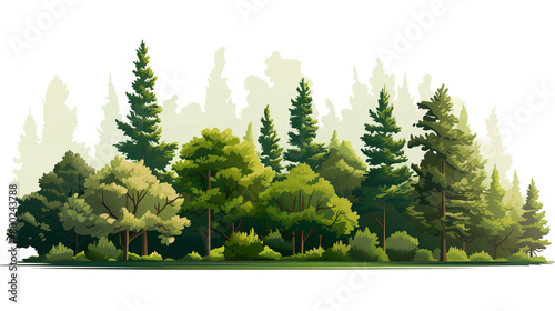 A solitary forest scene against a stark white background photo