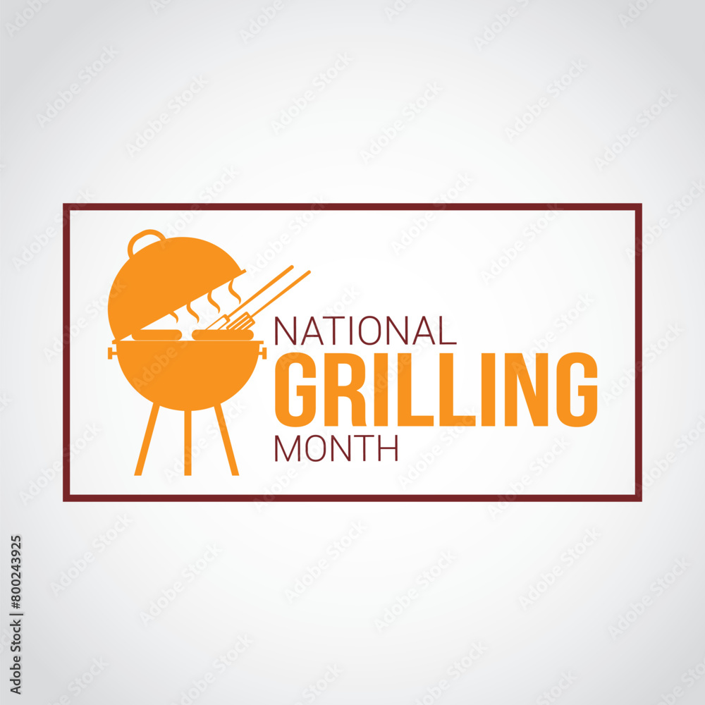 National grilling month vector illustration. National grilling month themes design concept with flat style vector illustration. Suitable for greeting card, poster and banner. National grilling month vector illustration. National grilling month themes design concept with flat style vector illustration. Suitable for greeting card, poster and banner.