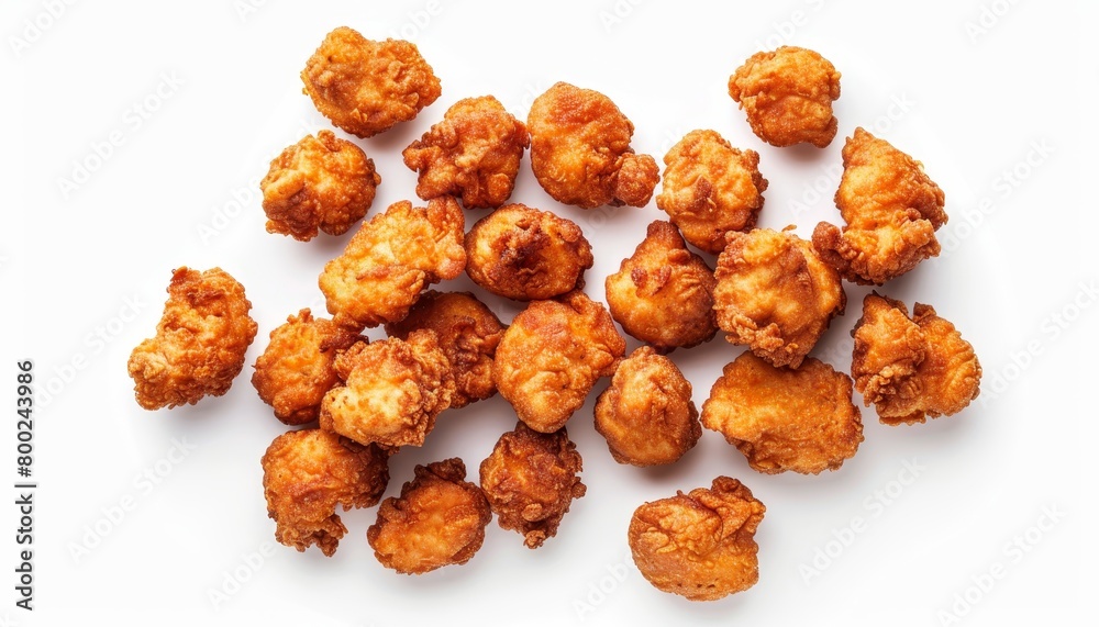 Isolated top view of fried chicken on white background Isolated top view of fried chicken on white background