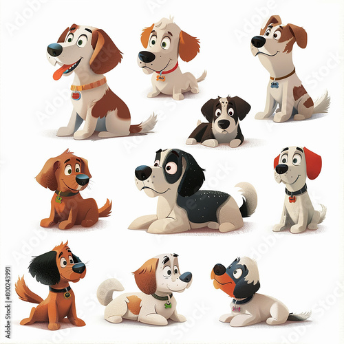 set of funny cartoon dogs