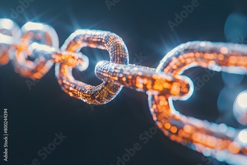 Closeup of blockchain network showcasing decentralized nature of cryptocurrency transactions. Concept Blockchain Technology, Cryptocurrency Transactions, Decentralized Network, Close-up Photography