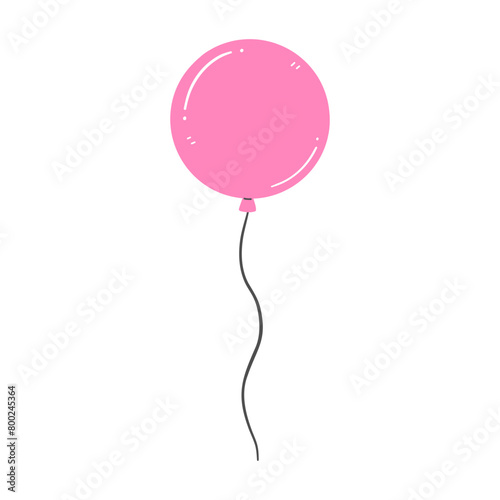 Round pink balloon isolated on a white background. Vector illustration.