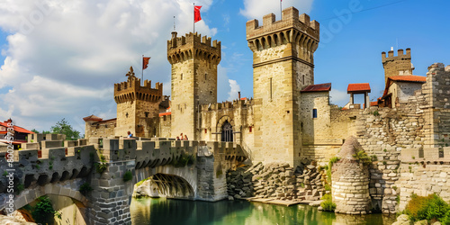 Castelo Europeu histórico com fosso photo