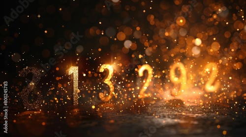 Numerology concept with Glowing Numerals in a Magical Sparkling Ambiance