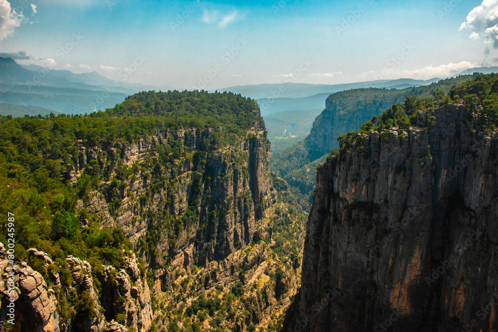 Fototapeta premium Panoramic view of Tazi canyon, a natural beauty located in Antalya province of Turkey. Nature landscape.