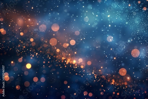 Capturing the enchanting bokeh effect on a mesmerizing backdrop of glistening lights set against a rich navy blue evening sky. Generated by artificial intelligence.
