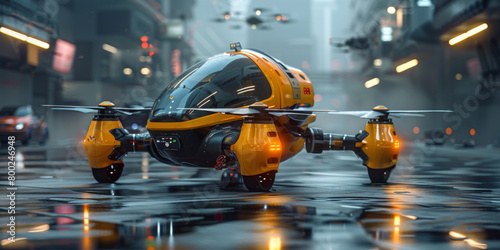 Wallpaper Mural Future automated delivery drone. Technology design concept. Future tech. Drone delivery service. Taxi, cab, transportation. Torontodigital.ca