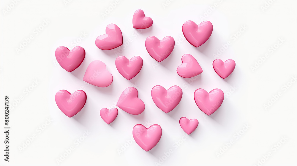 A pink heart shape isolated on a white background wishes you a happy Valentine's Day.