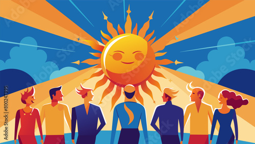 The sun shines down casting a warm glow on the intense faces of the competitors.. Vector illustration