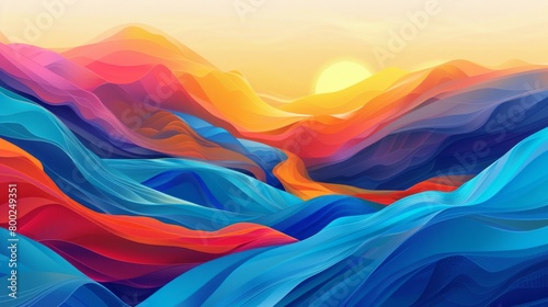 Abstract River of Affirmations Through Tranquil Landscape