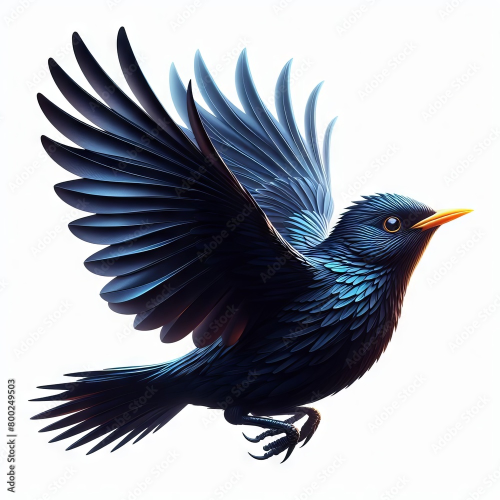 Obraz premium blue bird on a branch on white