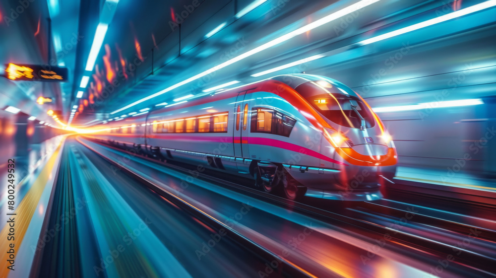 Futuristic high-speed train. Modern engineering and design. Sleek and aerodynamic, as it speeds along its elevated tracks. Design concept. Futuristic high-speed train. Modern engineering and design. Sleek and aerodynamic, as it speeds along its elevated tracks. Design concept.