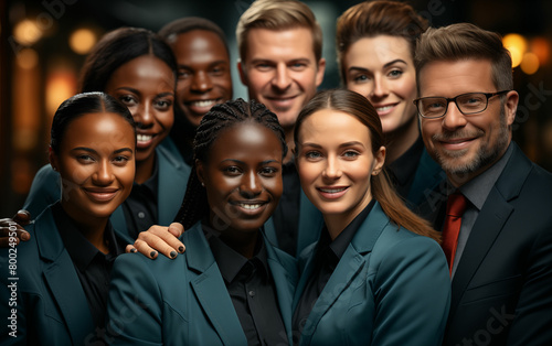Diverse group of people standing together. Generative AI