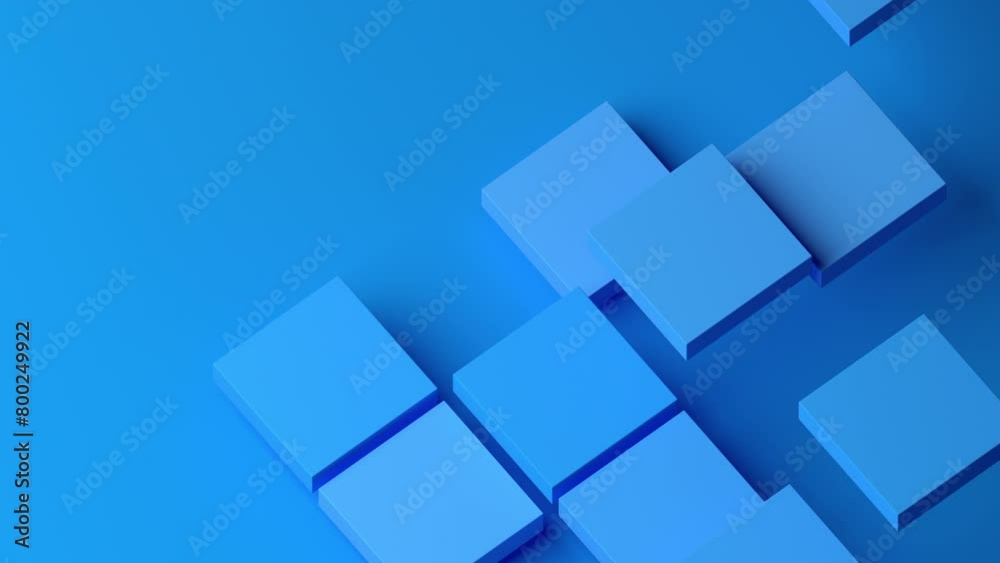 Blue geometric background, abstract minimalist design, 4k seamless looped video, 3d render