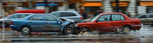 Collision between two vehicles occurred. © tonstock