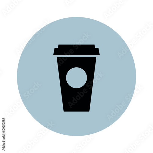 Coffee glass icon. Fast food or cafe symbol. Hot drink designation for the menu.