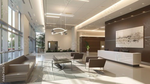 Contemporary Lobby with Minimalist Decor and Neutral Tones Stock Photography