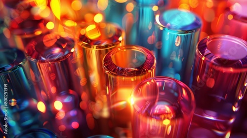 A vibrant array of colorful glass tubes. A visually striking setting for artistic creations.